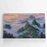 ราคา ภาพวิวภูเขาสูงกับพระอาทิตย์ตอนเย็น แขวนตกแต่งผนัง ภาพมงคล ความหมายดี จัดส่งทันที (41860623990)