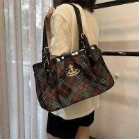 ราคา Vivienne Westwood Tote Bag สไตล์มือสองลายสก๊อตใต้วงแขนกระเป๋าผู้หญิงคุณภาพสูง 2024 ใหม่ฤดูใบไม้ร่วงและฤดูหนาว Saturn B (44121087730)