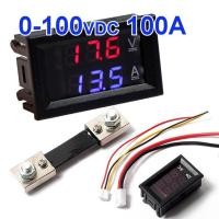 ราคา DC 0-100V 100A Digital Voltmeter Ammeter Red + BLUE LED Dual Display Voltage Current Indicator Monitor (28840256924)