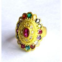 ราคา ไซส์ 7.5 แหวนพลอยนพเก้าทองเหลือง แหวนทองเหลือง แหวนพลอย แหวนมงคล stone brass rings beerboutique (41012242450)