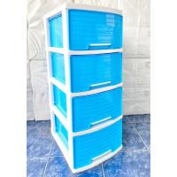 ราคา ตู้ลิ้นชักสีฟ้าโครงขาวใหญ่ 4 ชั้น ลายหน้าตรง รุ่น A-002-11 Drawers 4 Tiers (8159283838)