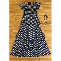 ราคา ชุดเดรสยาวเข้ารูปสีกรมลายจุดดีจีงานป้ายเลิฟเลดี้ไซด์m (27902927245)