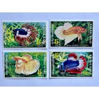 ราคา แสตมป์ 5 บาท แสตมป์สัตว์น้ำประจำชาติ แสตมป์ปลากัด ชุด 4 ดวง (25365005124)