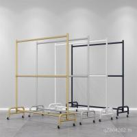 ราคา ปรับไม้แขวนเสื้อสองชั้นร้านขายเสื้อผ้าของผู้หญิงราวตากผ้าชั้นวางจอแสดงผลที่สามารถเคลื่อนย้ายล้อตั้งพื้นยกเสื้อผ้าผู้ชาย ทูลักซ์ (40275202663)