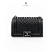 ราคา [ของแท้] CHANEL BOY 8 BLACK CALF RHW มีใบรับประกัน ตรวจสอบได้ทุกใบ ✅ (42311684875)