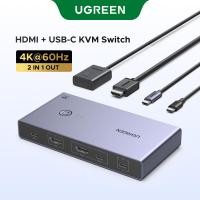 ราคา UGREEN USB-C KVM Composite Switch 2-in-1-out,ตู้อลูมิเนียม 4K@60Hz USB 3.0 PD 100W,อินพุต: USB-C + HDMI | เอาต์พุต: HDMI + 3USB-A + 1USB-C (42103424885)