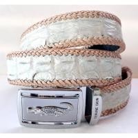 ราคา เข็มขัดหนังจระเข้แท้ ส่วนกระดูก ถักขอบ สีขาว (21415640888)