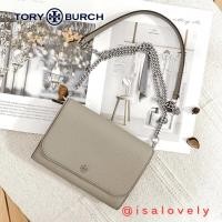 ราคา Isa Lovely Shop Tory Burch Emerson Saffiano Chain Wallet Crossbody Purs Bag 136093 Gray (25419134805)
