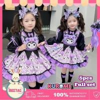 ราคา 5 ชิ้น/เซ็ต Sanrio Kuromi Lolita ชุดเจ้าหญิงแขนยาวสาวฮาโลวีนคอสเพลย์ Dress-Up เครื่องแต่งกายการแสดงบนเวทีเสื้อผ้าของขวัญวันเกิด Bowknot Tutu ชุด 2024 (28161635503)