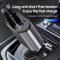ราคา LINSANG Fast CHARGING Car Charger Car & Motorcycle Rectractable Cable 4 In 1 Type-C และ Lightning Fast CHARGING (41760263486)