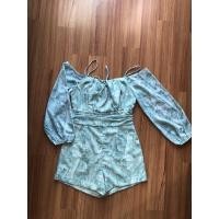 ราคา ชุดจั้มสูทขาสั้น สีเขียวมิ้นเปิดไหล่ ไซส์M (14708246529)