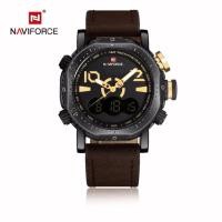 ราคา naviforce watch แท้ นาฬิกาข้อมือรุ่น NF9094-BYD สายหนังสีน้ำตาลเข้ม สองระบบ (293599782)