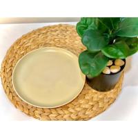 ราคา จานเซรามิก สีเหลืองไข่ไก่ สีดำ จานแบน มีขอบ (3735950368)