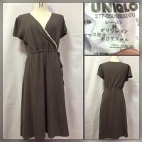 ราคา เดรสยาวใส่ทำงานแบรนด์ UNIQLO จากญี่ปุ่น เดรสชิ้นเดียวผูกข้าง คอวีติดลูกไม้เล็กๆ เรียบๆ ไม่มีซับในไม่โป๊ (1293153604)