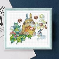 ราคา Totoro 11ct ไม่มีเย็บปักถักร้อยเต็มรูปแบบเรียบง่ายทันสมัยปักครอสติสงานศิลปะตกแต่งผนัง 34x29 ซม. (29753696660)