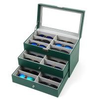 ราคา *พร้อมส่ง*กล่องใส่แว่นตา 18 ช่อง 3ชั้น กล่องแว่นตา กล่องเก็บแว่นตา ที่ใส่แว่นตา(PUหนังสีเขียว) ชั้นวางแว่นตา 18 ช่อง (22061814783)