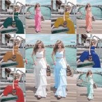 ราคา PP11417 Set 2 ชิ้น เสื้อเกาะอกผูกโบว์หลัง + กางเกงขาระบายยาว (3444402145)