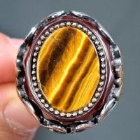 ราคา แหวนเงินรมดำประดับพลอยตาเสือ (25625126799)