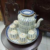 ราคา ชุดกาน้ำชาจีนโบราณ ลายอักษรจีน(ครบเซ็ต) ขอบฝาและหูจับทองเหลือง (24783768512)