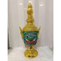 ราคา ท้าวเวสสุวรรณ ขนาดครอบ (หน้าเขียว) งานกระดาษ ใส่ตาแก้ว ปิดทอง ประดับเพชรคริสตัล งานคุณภาพ ฟรีฐานไม้สีแดง หัวโขน เศียรครู (25660010952)