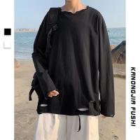 ราคา เสื้อยืดแขนยาวหลวม อินเทรนด์สไตล์ญี่ปุ่น สีทึบ เหมาะสำหรับผู้ชาย (27991720272)