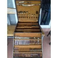 ราคา ชุดช้อน-ส้อมเนื้อทองเหลืองด้ามไม้เก่า 142 ชิ้นพร้อมกล่องไม้ (21890161439)