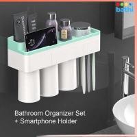 ราคา ชั้นวางของติดผนังในห้องน้ํา 3 คอนเทนเนอร์และที่วางแปรงสีฟันชุดจัดระเบียบในห้องน้ําที่วางสมาร์ทโฟน จ1900 (27282190784)