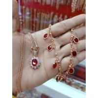 ราคา #เซตสร้อยคอและสร้อยข้อมือนาคพลอยสีแดงทับทิม (15803073607)