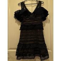 ราคา Self portrait dress เดรสลูกไม้ สีกรม งานป้ายRosalind size S ของใหม่ (57450650732)