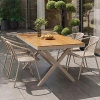 ราคา ลานสวนวิลล่า ลานกลางแจ้ง เหล็กโลหะผสมหลายคน โต๊ะไม้พลาสติก เก้าอี้ กันฝน (53800264642)