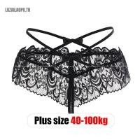 ราคา Plus size กางเกงชั้นในสาวอวบ กางเกงชั้นในผุ้หญิงไซส์ใหญ่ทองลูกไม้เซ็กซี่เปิดเป้าสายไขว้ เสื้อผ้าสาวอวบอ้วน Big size Underwear Women (42405294789)