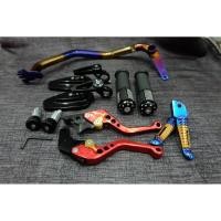 ราคา ชุดแต่ง (ขาเบรคไทเท+กระจกมองข้าง+มือเบรคปรับ+พักเท้าหลังจระเข้ไทเท+ปอกมือแฮนด์) สำหรับWAVE (2385726978)