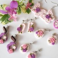 ราคา ต่างหูดินปั้นดอกไม้สีม่วง ต่างหูแฮนด์เมด ต่างหูดินโพลิเมอร์ (24775909959)