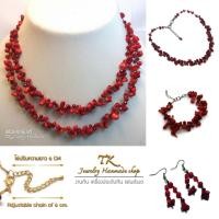 ราคา ชุดสร้อยคอ หินปะการังแดง คริสตัล Necklace Corral crystal (3252947341)