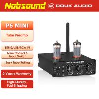 ราคา Douk Audio P6 Mini Vacuum Tube Preamp HiFi Bluetooth 5.0 เสียงสเตอริโอ Pre-amplifier เครื่องเล่น USB พร้อมระบบควบคุมเสียงเบสแบบเสียงแหลม (40704099871)
