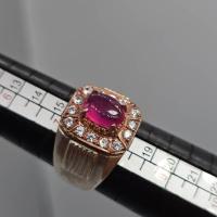 ราคา แหวนเงินแท้พลอยทัมทิมโมซัมบิก ล้อมเพชร แหวนเงินแท้ 92.5% ชุบนาค ประดับพลอยทับทิมสตาร์แท้ ตกแต่ง เพชรSwiss New (43159376765)