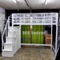 ราคา เตียง2ชั้น บันไดตู้เสื้อผ้าพร้อมตู้เก็บของ สีขาว เลือกได้3ขนาด เตียง3.5ฟุต เตียง5ฟุต เตียง6ฟุต (27001629971)