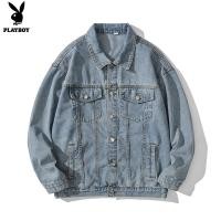 ราคา PLAYBOY Workwear Denim Jacket, American Retro Couple Lapel Jacket (28056011826)