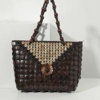 ราคา ✑✲ใหม่ทำด้วยมือโบฮีเมียนสไตล์ชาติพันธุ์ย้อนยุคกะลามะพร้าวลูกปัดทอแบบพกพากระเป๋าเดินทางกระเป๋าชายหาด (25203053310)