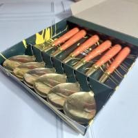 ราคา เนื้อหา 6 ชิ้นหินอ่อนช้อน 1 ชุดของขวัญกล่องชุดขัดขวาง Sulltan Marbel Gold Dinner ช้อน (27242239367)