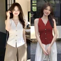 ราคา เสื้อถักไหมพรม เสื้อกล้ามไหมพรม ผ้าไหมพรม ทรงเข้ารูป เข้ากับทุกสไตส์ เเขนกุดใส่สบาย #020287 (28428619963)