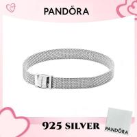 ราคา 100% PANDORA สร้อยข้อมือเครื่องประดับเงินแท้ S925 ของแท้ จี้ Pandora Reflexions สร้อยข้อมือตาข่าย (55900681541)