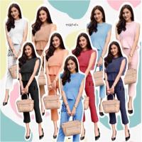 ราคา P11027 Set 2 ชิ้น เสื้อแขนกุดคลุมผ้าแก้ว + กางเกงขายาว <พีแฟชั่น ส่งไว> (6937516515)