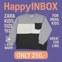 ราคา มือสอง ZARA Kids Sweatshirt Size 152 Unisex สีเทาลายบล็อก (41567567084)