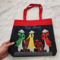 ราคา กระเป๋าผ้าแคนวาสปักลายสาวจักรยานเวียดนามปักเย็บสวย (42825265563)