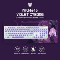ราคา Nubwo NKM-645 Keyboard+Mouse Wireless RubberDomeSwitch แป้นพิมพ์ชุดเมาส์คีย์บอร์ดไร้สาย (Violet Cyborg) (44214529809)