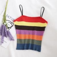 ราคา (พร้อมส่งจากไทย) เสื้อสายเดี่ยวไหมพรม สีรุ้งหลากสี [B9] (4634843824)