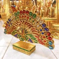 ราคา นกยูง นกยูงไม้ นกยูงรำแพน ไม้แกะสลัก สีทอง ติดกระจกสี ขนาดเล็ก สูง 30 cm. นกยูงทำพุ่มกฐิน นกยูงแกะสลัก นกยูงมงคล ถวายวัด (19926621835)