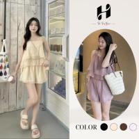 ราคา ชุดเซ็ต 2 ชิ้น ผญ โปร่งสบาย เสื้อคล้องคอไหมพรมชั้นๆ ชุดเซ็ทพร้อมกางเกงขาสั้นแฟชั่น ชม. เก็บ (42518037675)