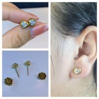 ราคา ตุ้มหู "ฝังเพชร" รูปหัวใจ ทองแท้-เพชรแท้ 100% (20667514036)